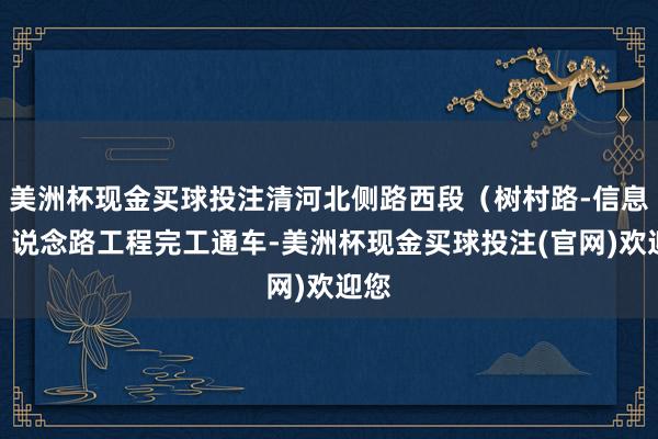 美洲杯现金买球投注清河北侧路西段（树村路-信息路）说念路工程完工通车-美洲杯现金买球投注(官网)欢迎您
