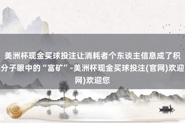 美洲杯现金买球投注让消耗者个东谈主信息成了积恶分子眼中的“富矿”-美洲杯现金买球投注(官网)欢迎您