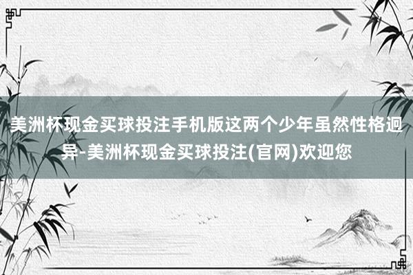 美洲杯现金买球投注手机版这两个少年虽然性格迥异-美洲杯现金买球投注(官网)欢迎您