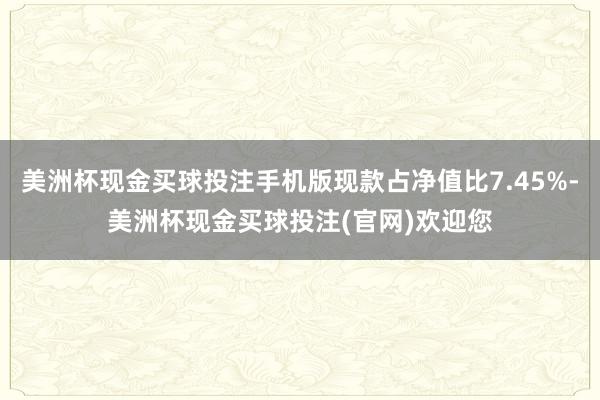 美洲杯现金买球投注手机版现款占净值比7.45%-美洲杯现金买球投注(官网)欢迎您