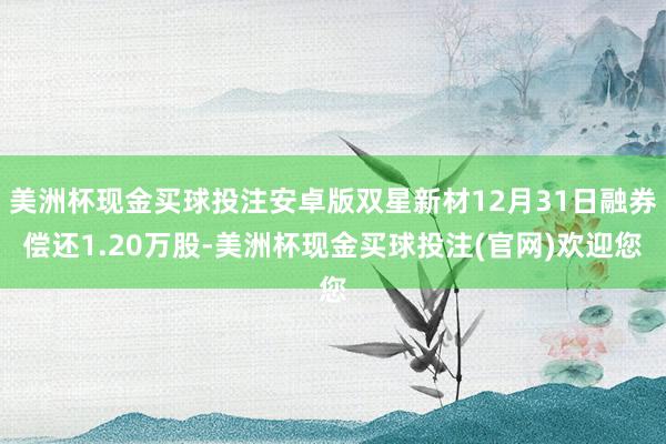美洲杯现金买球投注安卓版双星新材12月31日融券偿还1.20万股-美洲杯现金买球投注(官网)欢迎您
