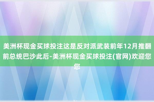 美洲杯现金买球投注这是反对派武装前年12月推翻前总统巴沙此后-美洲杯现金买球投注(官网)欢迎您