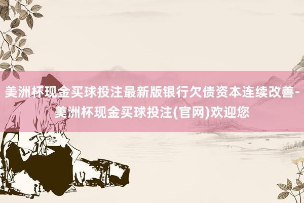 美洲杯现金买球投注最新版银行欠债资本连续改善-美洲杯现金买球投注(官网)欢迎您