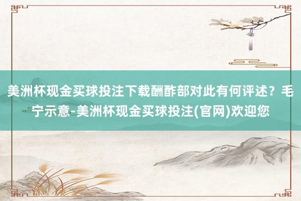 美洲杯现金买球投注下载酬酢部对此有何评述？毛宁示意-美洲杯现金买球投注(官网)欢迎您