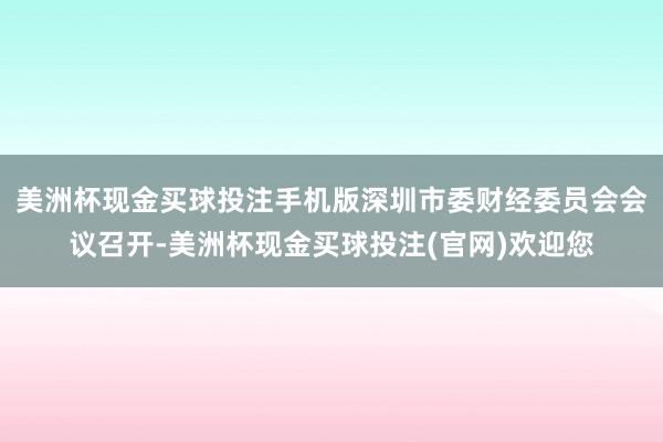 美洲杯现金买球投注手机版深圳市委财经委员会会议召开-美洲杯现金买球投注(官网)欢迎您